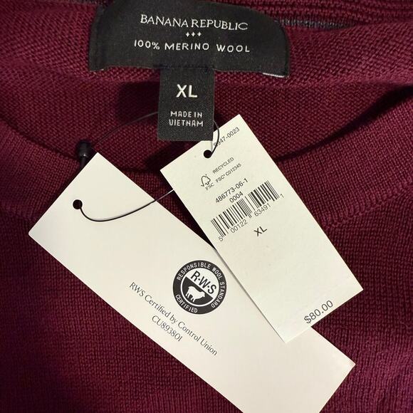 Banana Republic Men’s Merino Wool Sweater Red XL - Picture 4 of 5